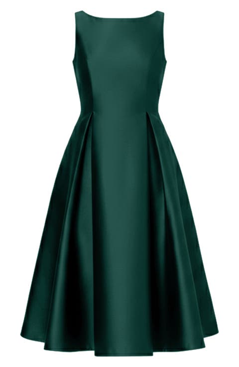Sleeveless Mikado Fit & Flare Midi Dress