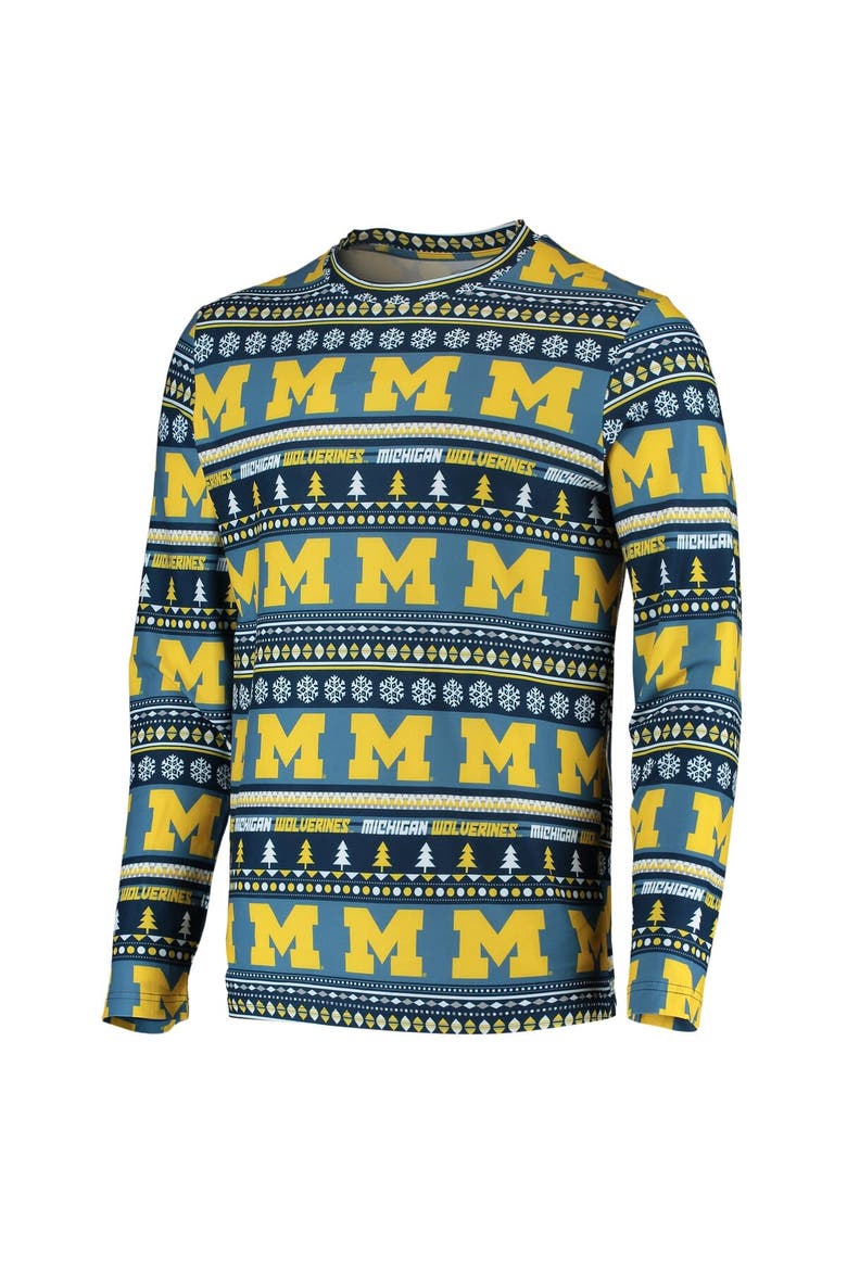 Men's Concepts Sport Navy Michigan Wolverines Ugly Sweater Knit Long Sleeve Top and Pant Set, Alternate, color, Navy