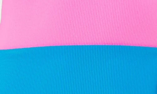 Beach Riot Wren Rib Colorblock One-piece Swimsuit In Coral Reef Colorblock