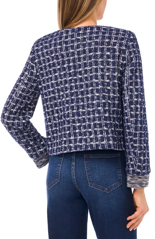 Cece Lady Metallic Tweed Cardigan In Blue