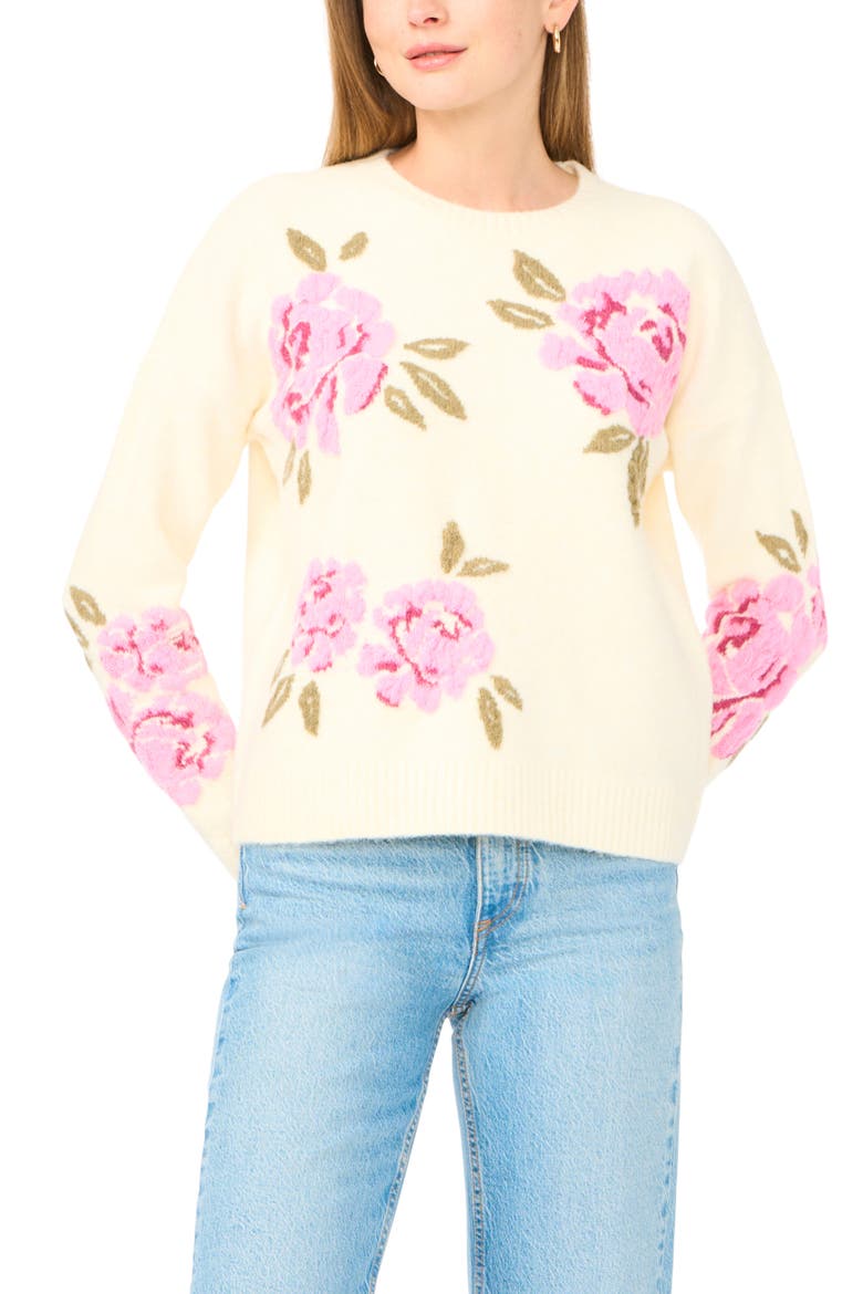 Floral Sweater, Main, color, LEMON MIST