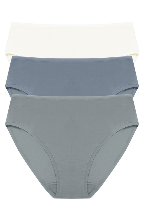 Natori Women's 3-pk. Bliss Bare Cotton High-waist Brief Underwear 778346mp In Seaglass/country Blue/ivory