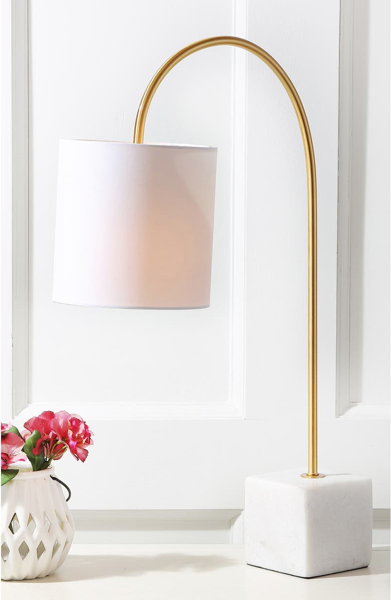 JONATHAN Y Fisher Marble/Brass LED Table Lamp, Alternate, color, White/Brass Gold