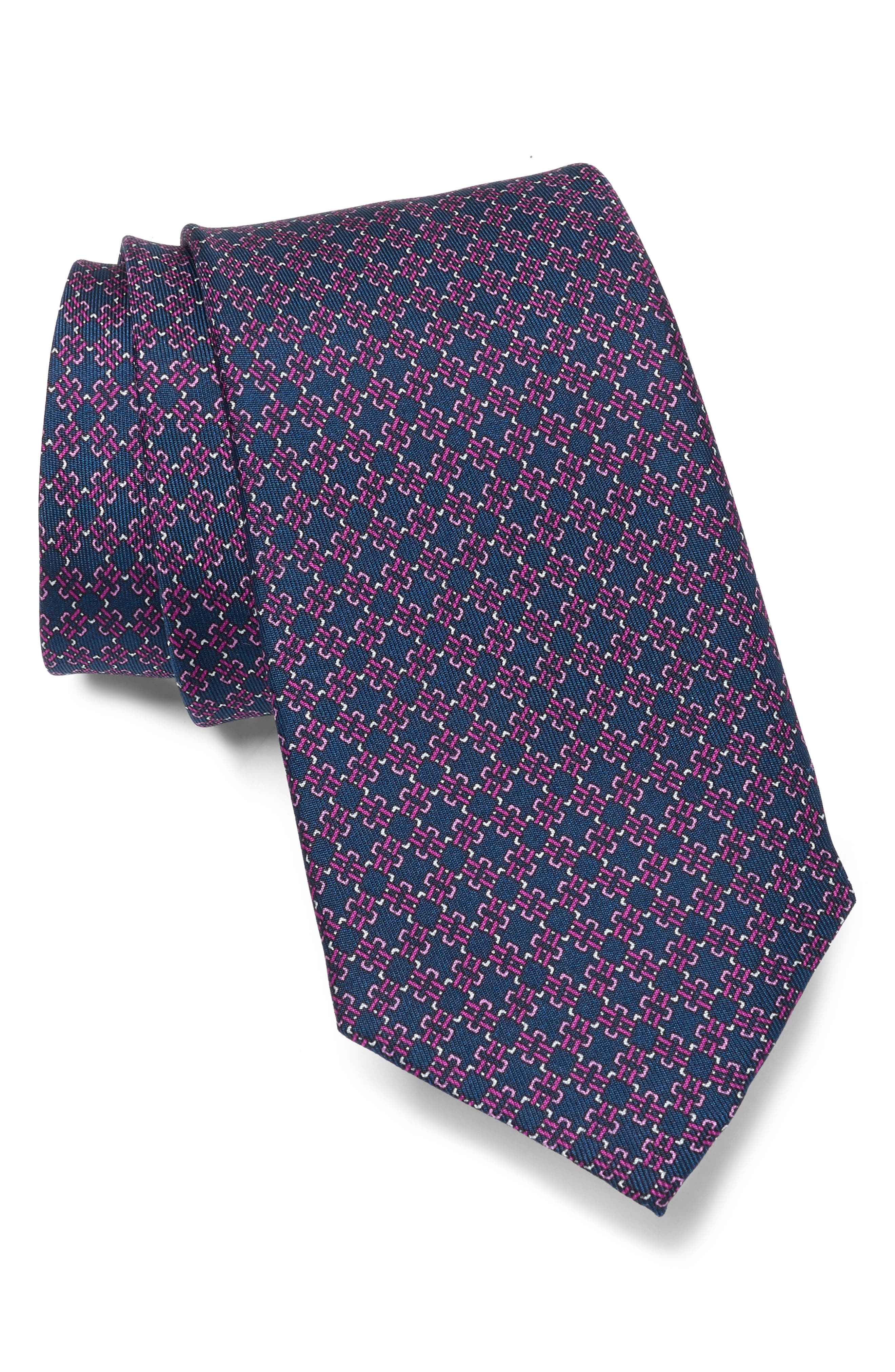 Fret & Square Silk Tie