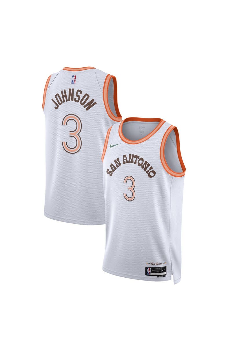 Nike Unisex Nike Keldon Johnson White San Antonio Spurs 2023/24 Swingman Jersey - City Edition, Main, color, 