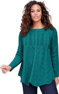 Roaman's Scallop Hem Pointelle Sweater