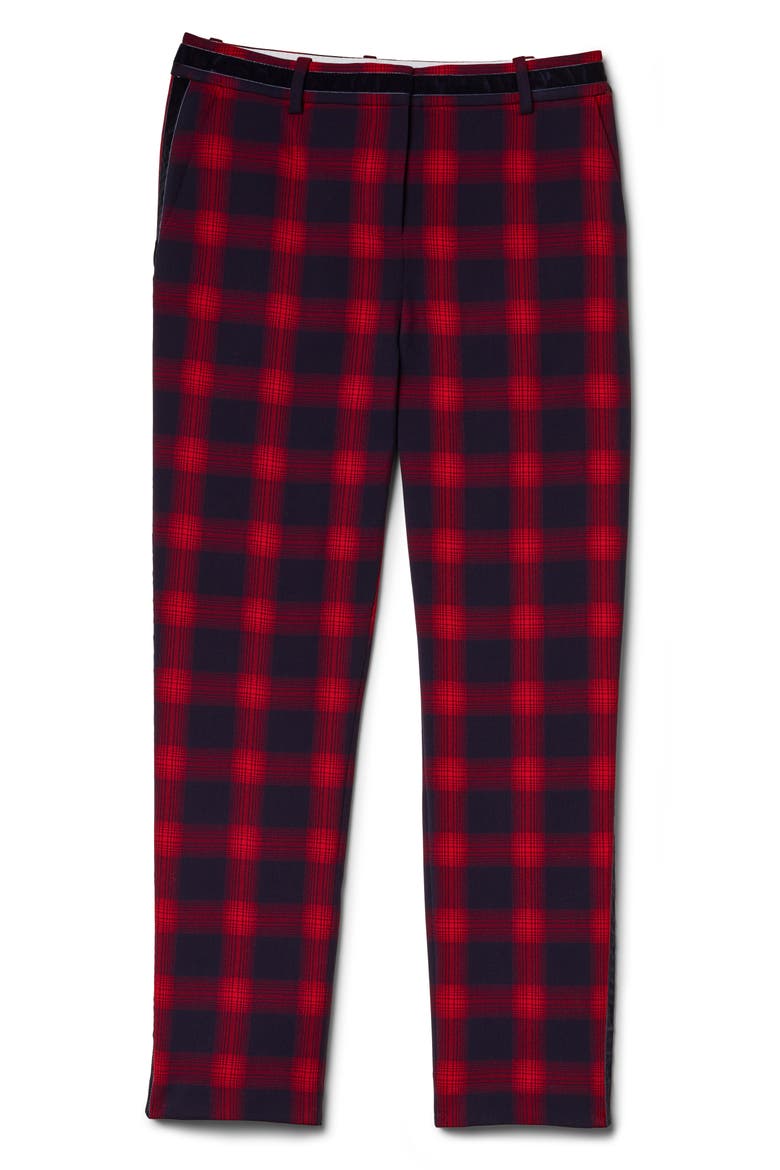 Velvet Stripe Shadow Plaid Crop Pants, Alternate, color, BLUE NIGHT