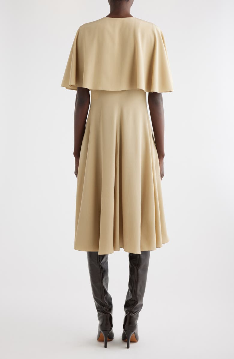 Chloé Cape Overlay Silk Crepe Shirtdress, Alternate, color, Golden Hemp