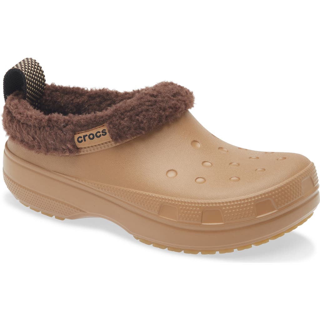 Crocs Classic Fleece Lined Shorty Clog In Brown