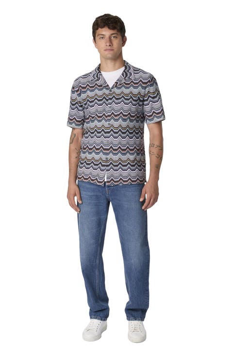 Bowling Shirt With Geometric Zigzag