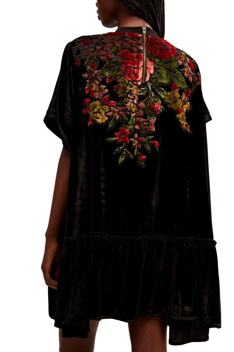 Sweet Echoes Floral Velvet Burnout Shift Minidress, Alternate, color, TWILIGHT COMBO
