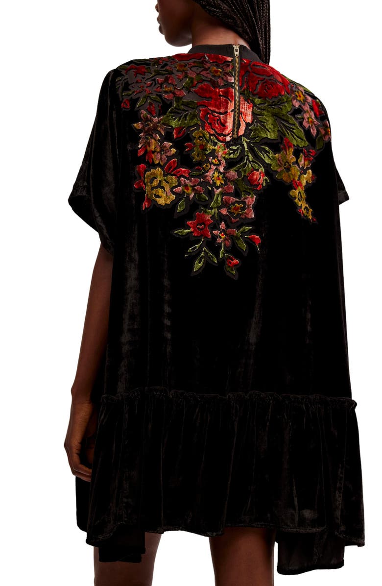 Free People Sweet Echoes Floral Velvet Burnout Shift Minidress, Alternate, color, 