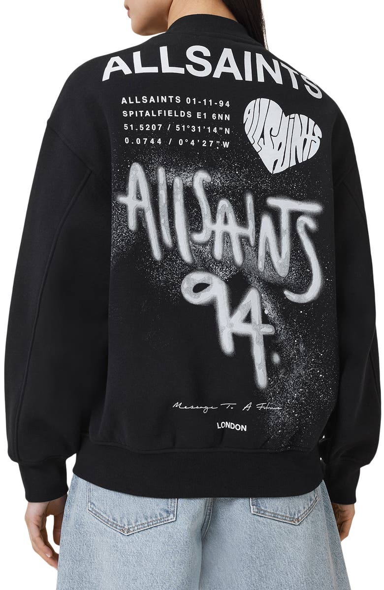 AllSaints Poster Belle Cotton Bomber Jacket, Alternate, color, Black