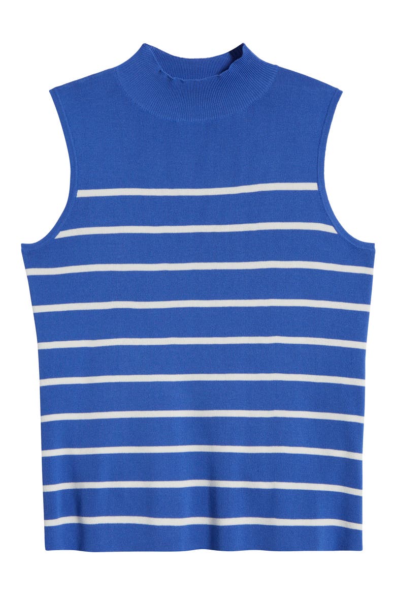 Stripe Sleeveless Mock Neck Sweater, Alternate, color, PACIFIC BLUE IVORY