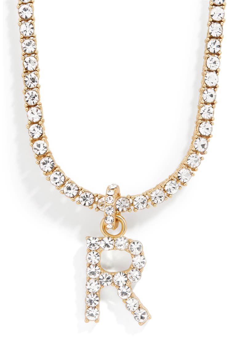 Pavé Initial Collar Necklace, Main, color, CLEAR-R