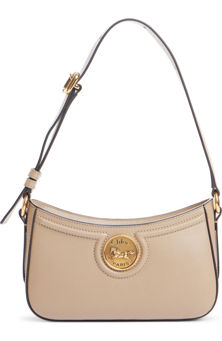 Chloé Mini Horse Medal Leather Shoulder Bag, Main, color, Boyish Brown