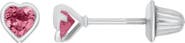 Mignonette Kids' Cubic Zirconia Heart Stud Earrings