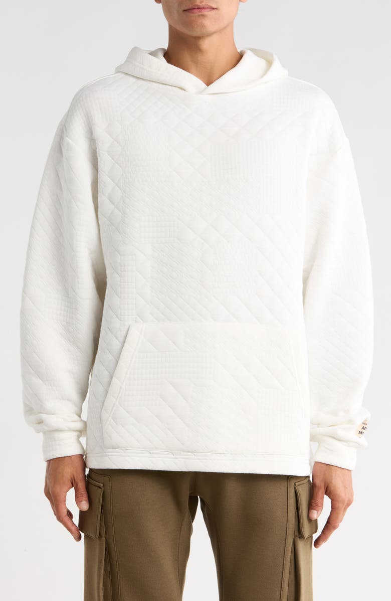 FLEECE FACTORY Quilted Hoodie, Main, color, Ivory