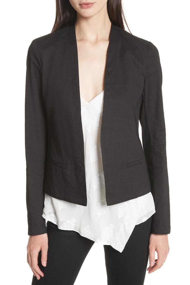 Clean Linen Blend Blazer, Main, color, BLACK MULTI