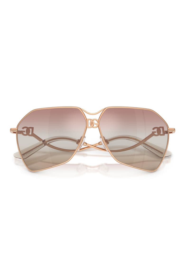 62mm Gradient Pilot Sunglasses, Alternate, color, ROSE GOLD / PINK BROWN