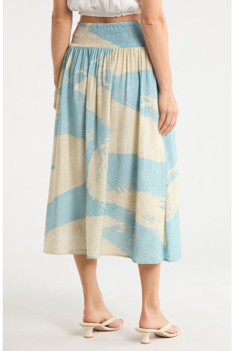 Smock Waist Pleated Skirt, Alternate, color, CAMEO BLU BRUSHSTROKE