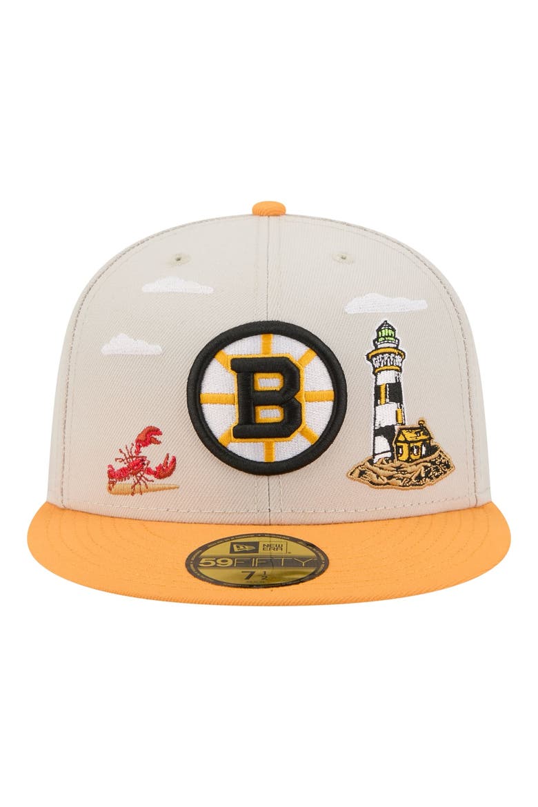 Men's New Era  Tan/Gold Boston Bruins Localized City Icon 59FIFTY Fitted Hat, Alternate, color, Tan
