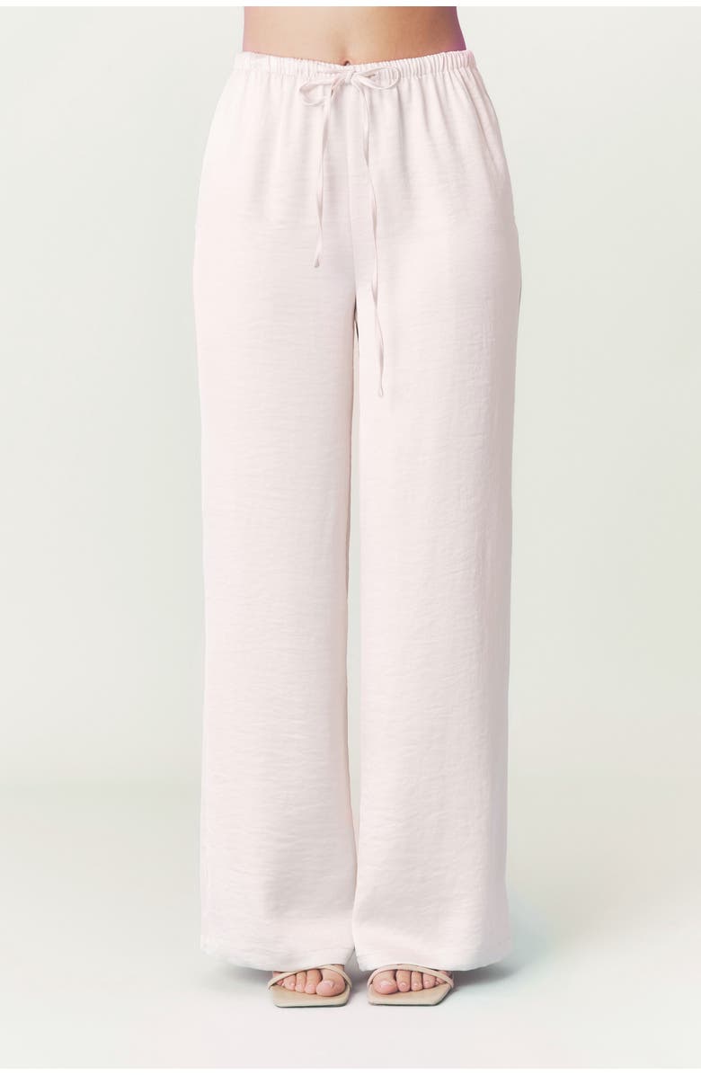 Six Stories Cleo Tie Waist Satin Pants, Main, color, Oyster