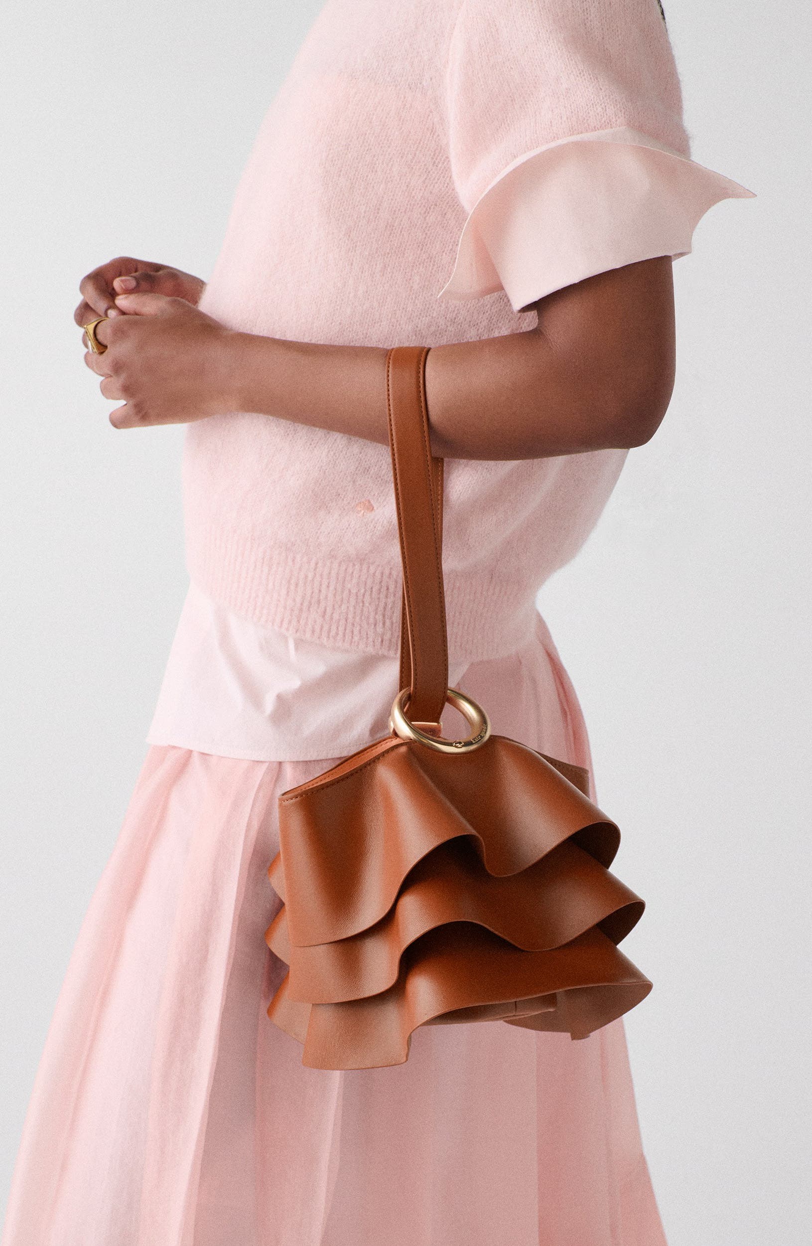 Kate Spade New York halo pleated wave leather mini bucket bag, Alternate, color, Southwest Desert