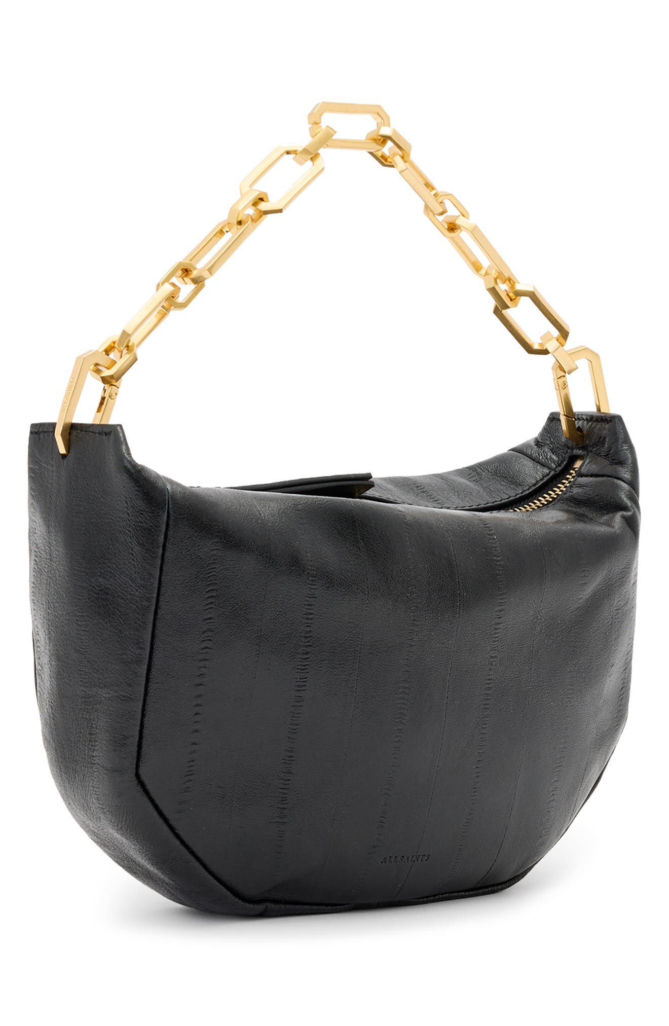 AllSaints Madea Mini Eelskin-Embossed Leather Clutch Bag, Alternate, color, 