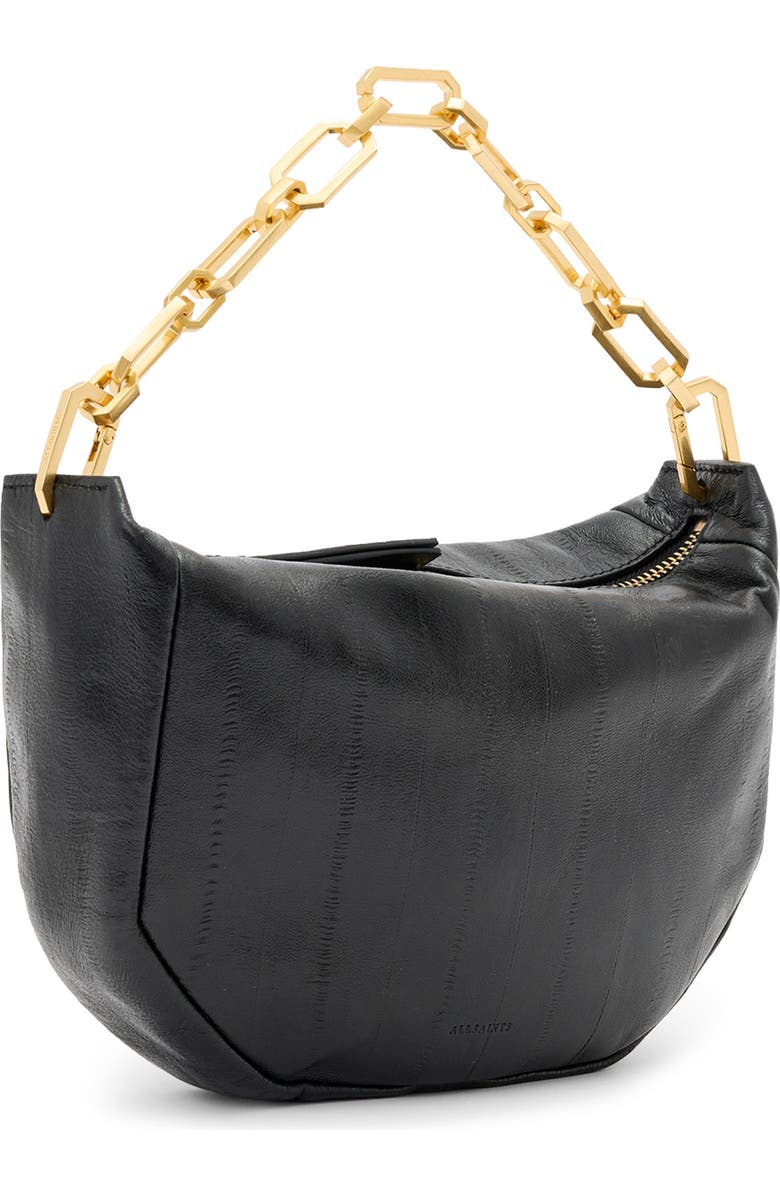 AllSaints Madea Mini Eelskin-Embossed Leather Clutch Bag, Alternate, color, Black