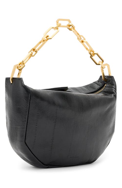 Allsaints Madea Mini Eelskin-embossed Leather Clutch Bag In Black