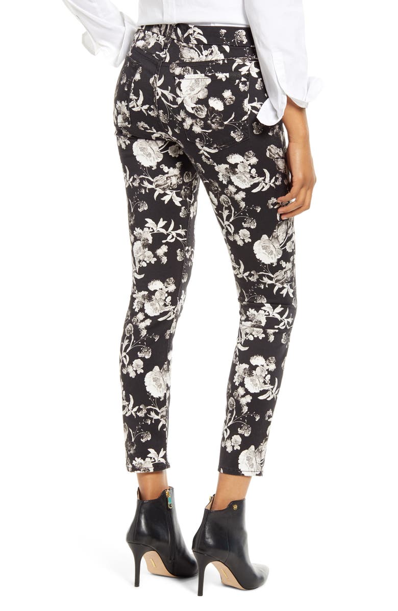 JEN7 by 7 For All Mankind High Waist Floral Print Ankle Skinny Jeans, Alternate, color,
