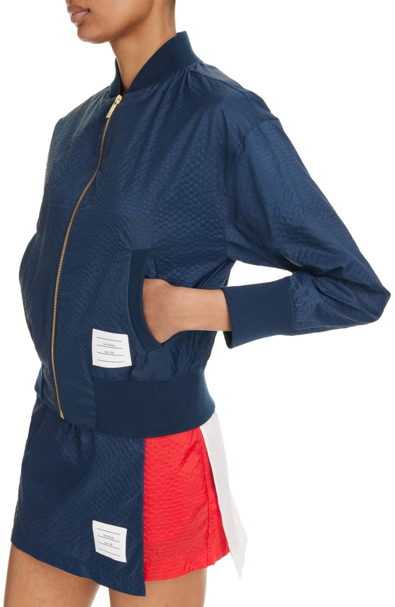 Thom Browne Dropped Shoulder Ripstop Bomber Jacket, Alternate, color, 