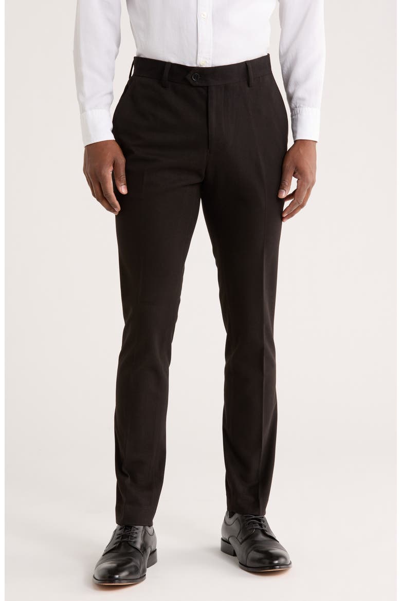 Slim Fit Flat Front Dress Pants, Main, color, BLACK