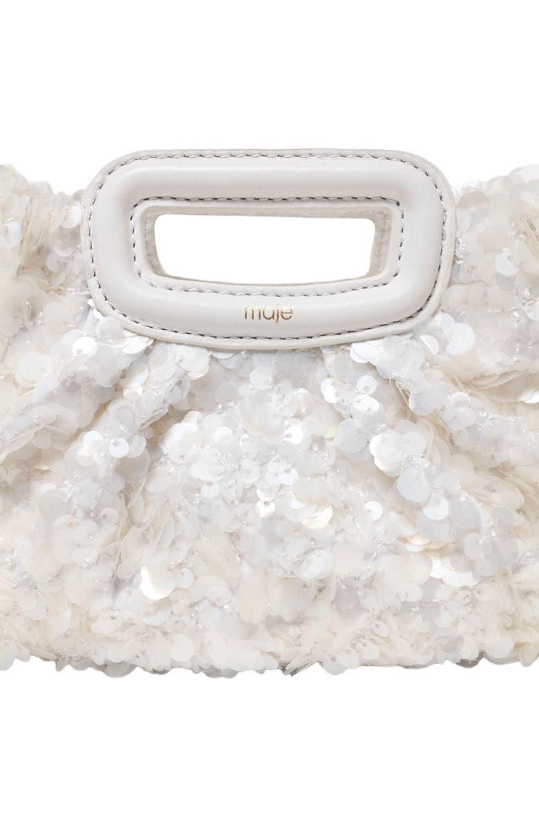 maje Sequins Milpli mini Clutch, Alternate, color, White