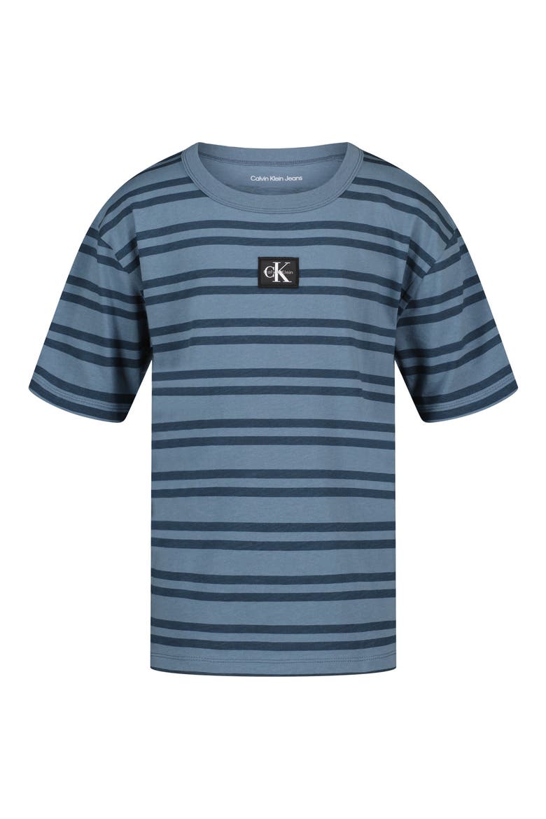 Kids' Double Striped T-Shirt, Main, color, MAJOLICA BLUE