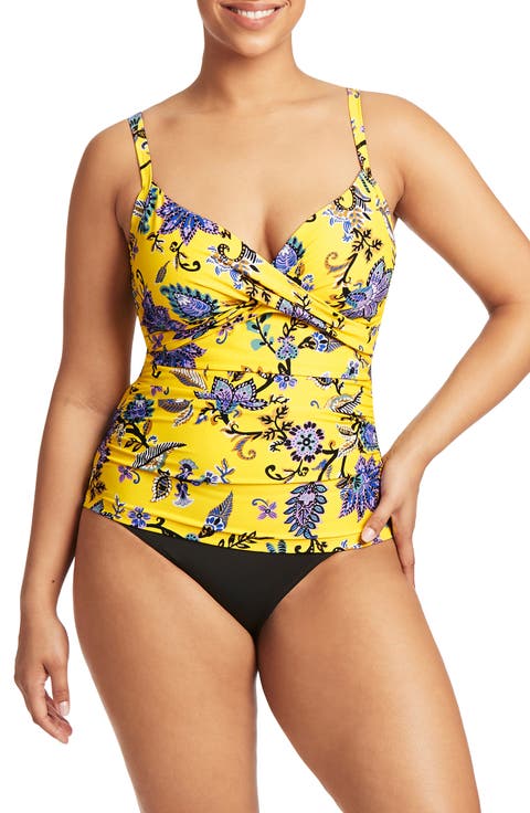 DD- & E-Cup Paisley Twist Front Tankini Top