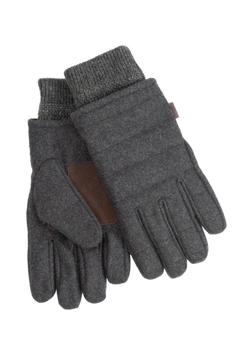 Wool Channel Quilted Glove, Alternate, color, Charcoal Heather