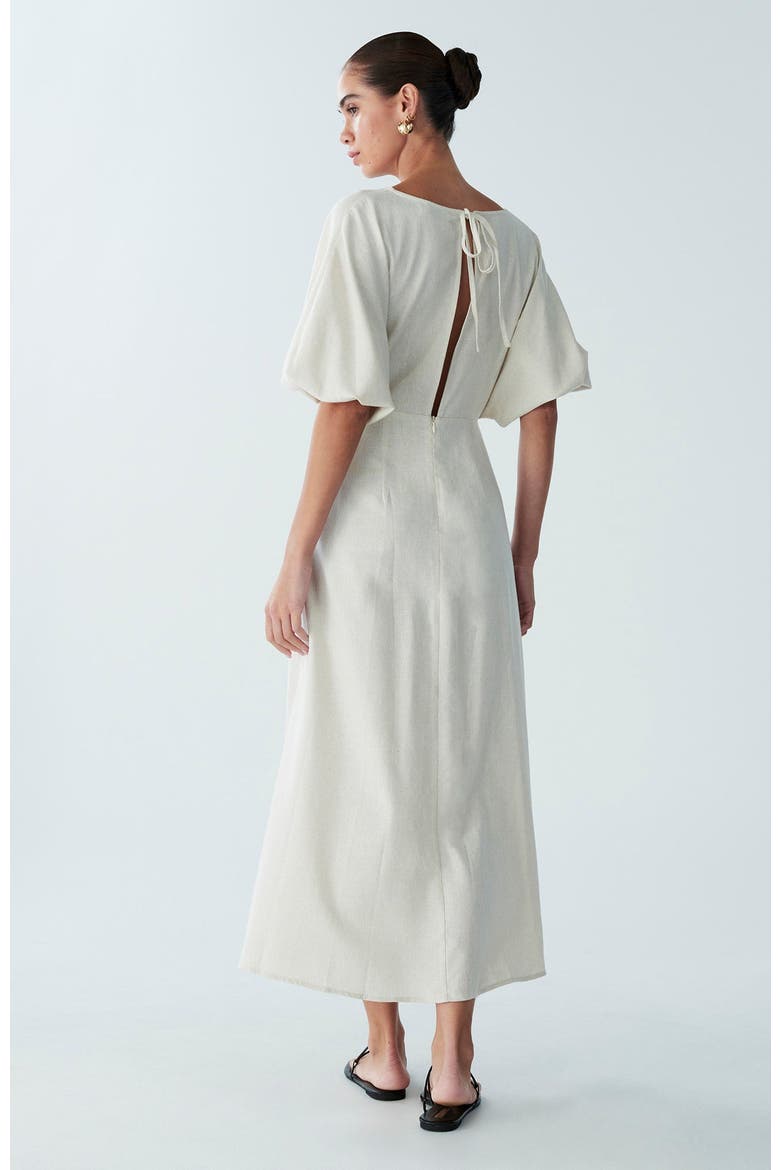 Palm Midi Dress, Alternate, color, Natural