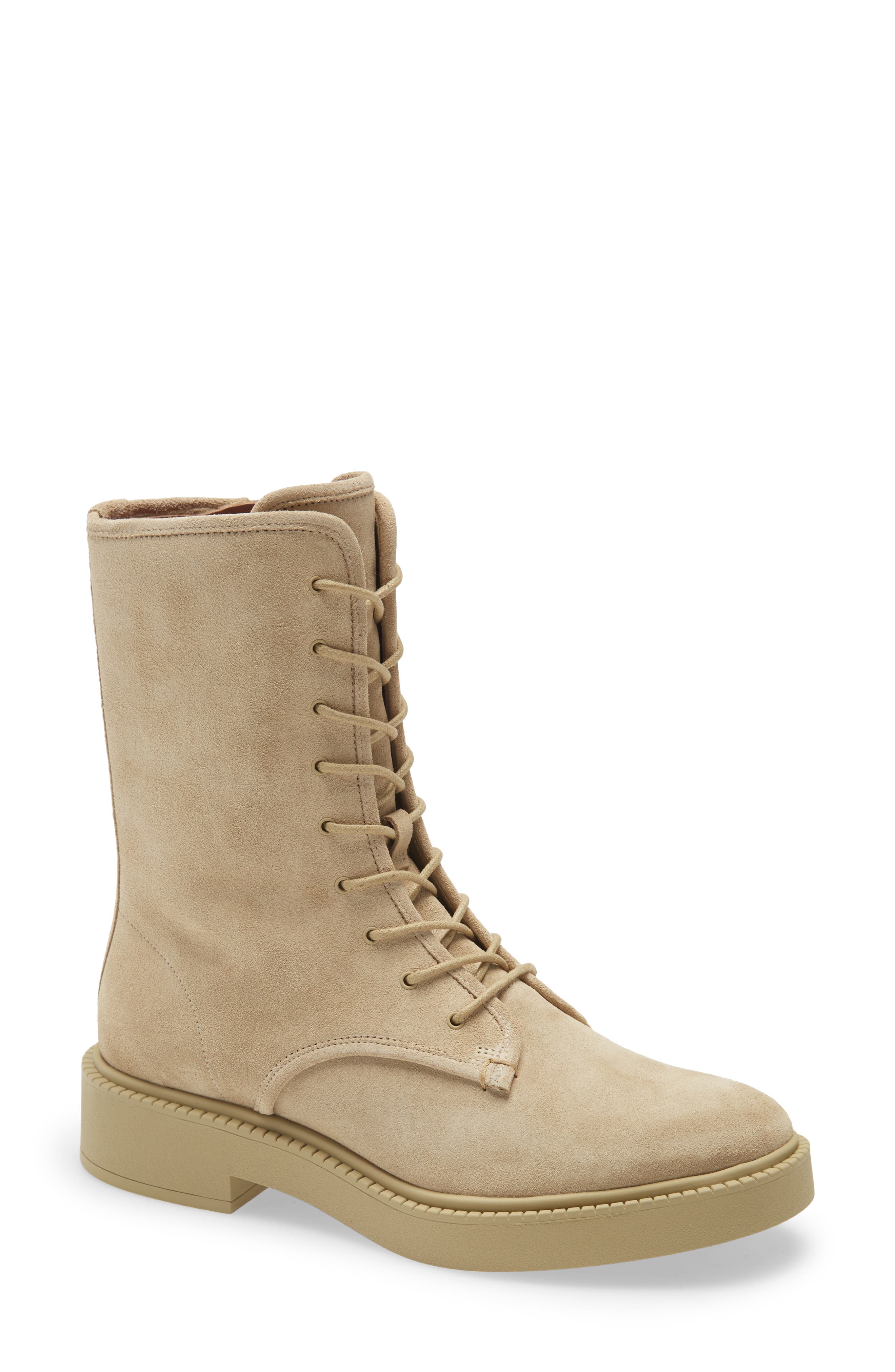 Kady Lace-Up Leather Bootie, Main, color, DOE