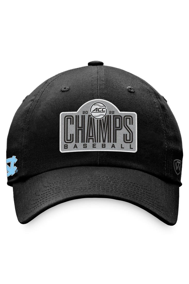 Men's Top of the World Black North Carolina Tar Heels 2022 ACC Baseball Conference Tournament Champions Crew Adjustable Hat, Alternate, color, Black