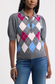 Caslon® Argyle Wool & Cashmere Blend Polo Sweater