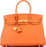 Pre-Owned Hermes Birkin Handbag Orange Clemence with Gold Hardware 30
