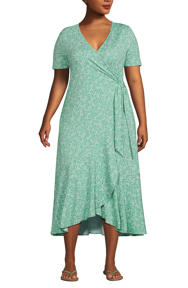 Lands' End Cotton Modal Vneck Wrap Mini Dress, Main, color,