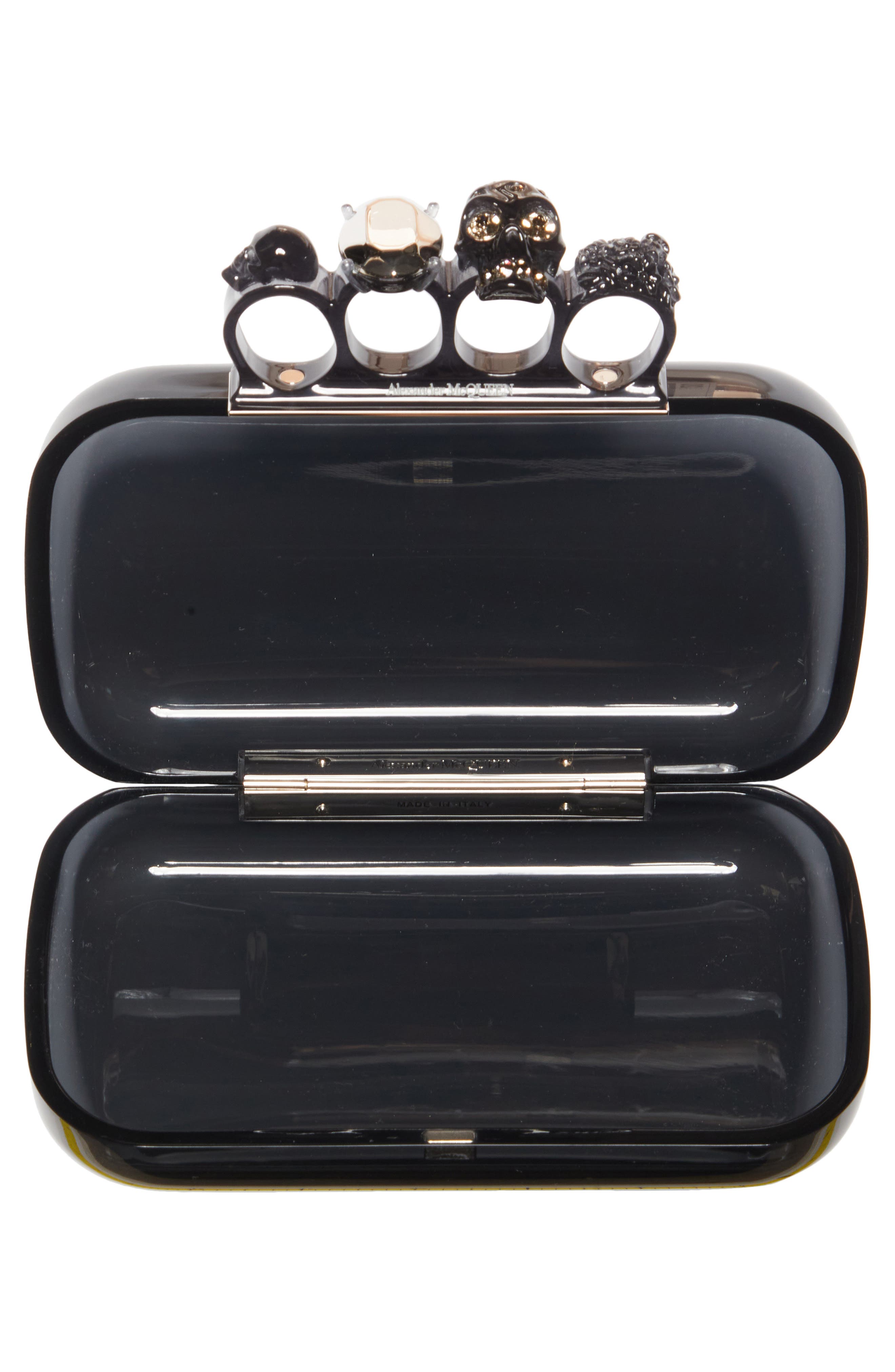 McQueen Alexander McQueen Four-Ring Clear Box Clutch, Alternate, color, 