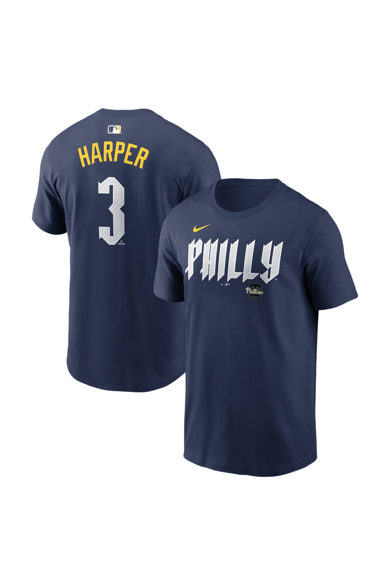 Men's Nike Bryce Harper Navy Philadelphia Phillies City Connect Name & Number T-Shirt, Main, color, Navy