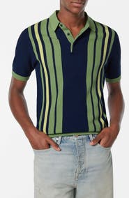 Scotch & Soda Stripe Textured Cotton Knit Polo