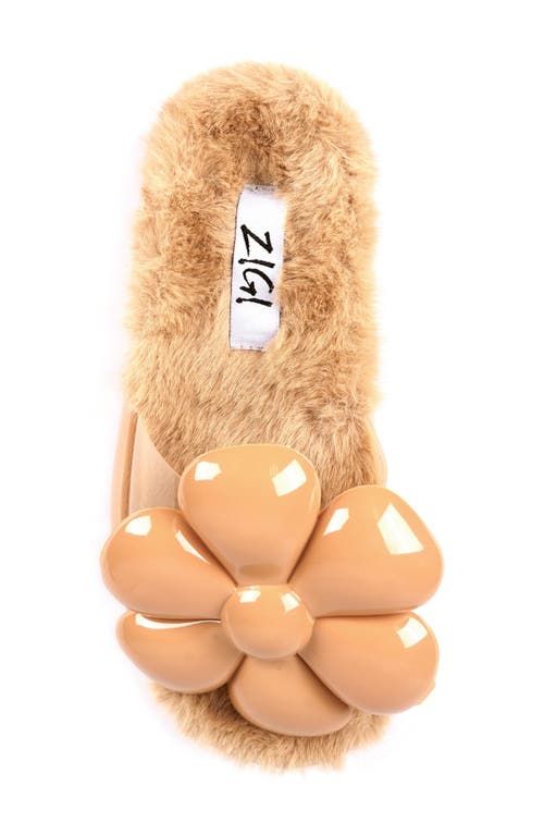 Zigi Cass Faux Fur Lined Sandal In Natural