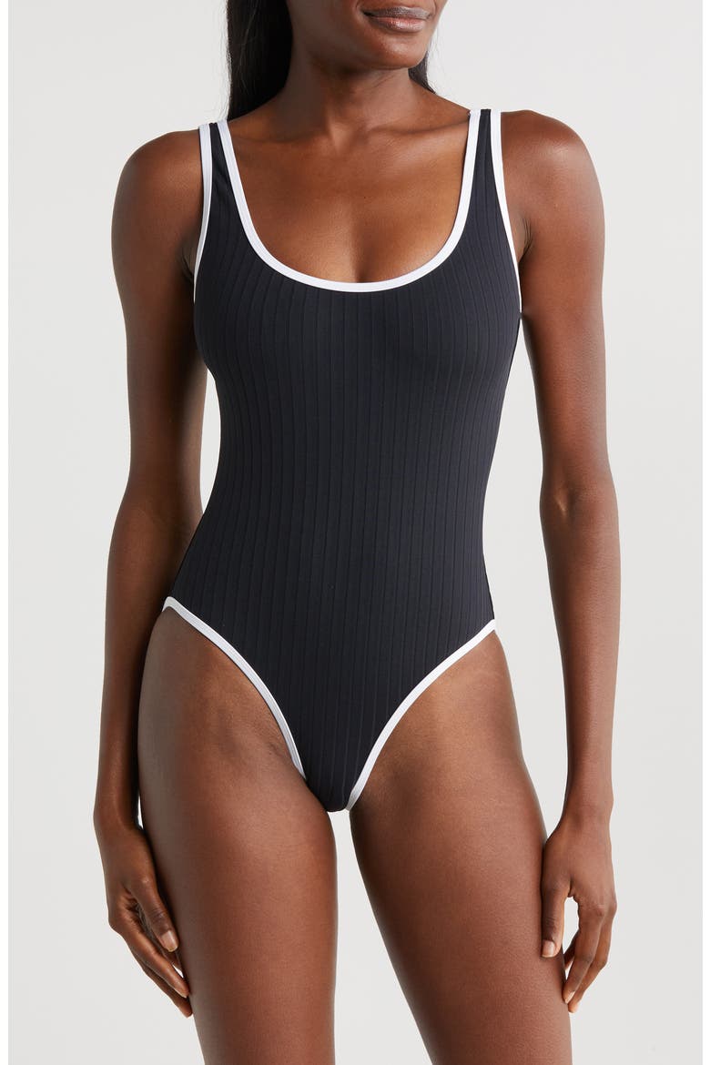 Annemarie Rib One-Piece Swimsuit, Main, color, BLACKOUT