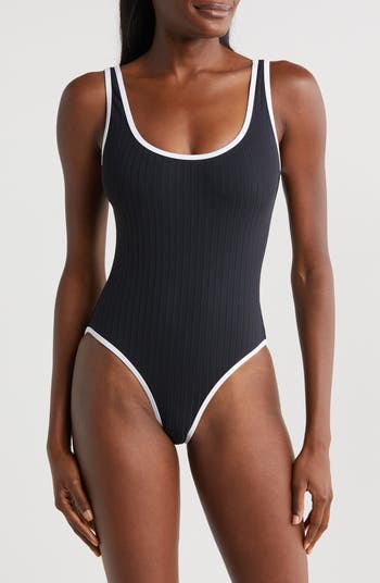 【I AM MARI】Robenin Collar Stripe One Piece the-anne-marie-ribbed-one-